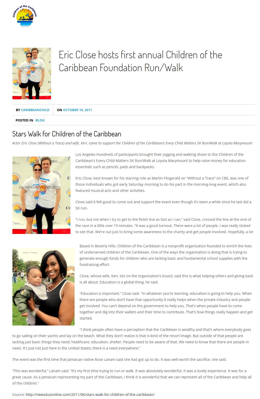 Eric Close hosts first annual Children of the Caribbean Foundation Run-Walk
Keywords: ;candid_media